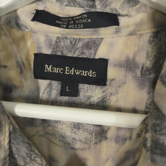 Vintage Leaf Print Patterned Short Sleeve Button Down Shirt Made in Korea - Picture 4 of 6